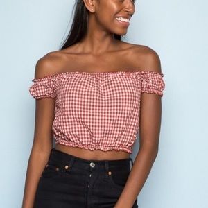 Brandy Melville Red Gingham crop top